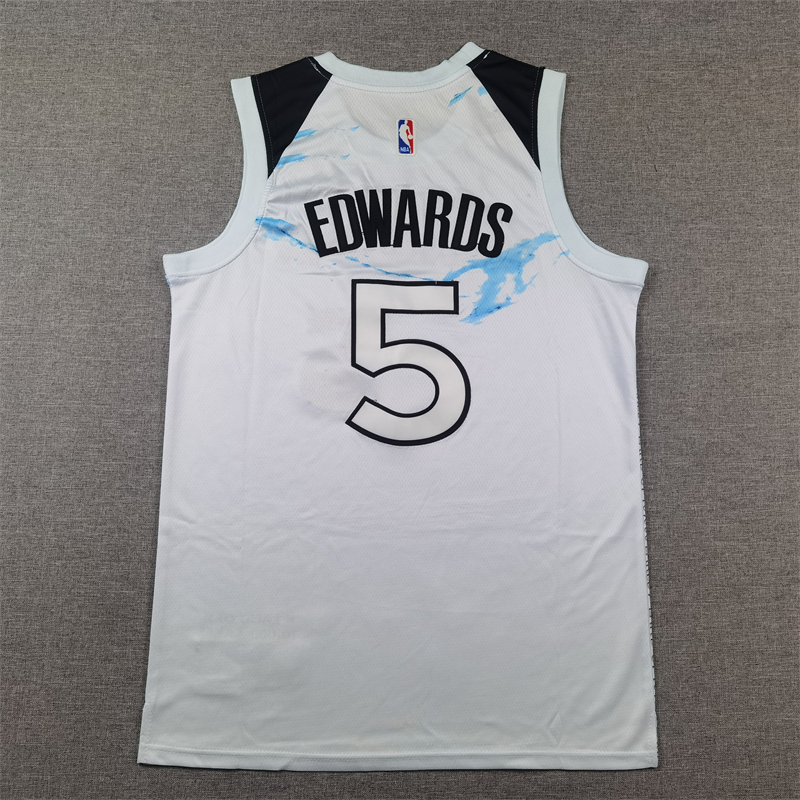 Men Minnesota Timberwolves #5 Edwards white  2024 2025 NBA jersey->minnesota timberwolves->NBA Jersey